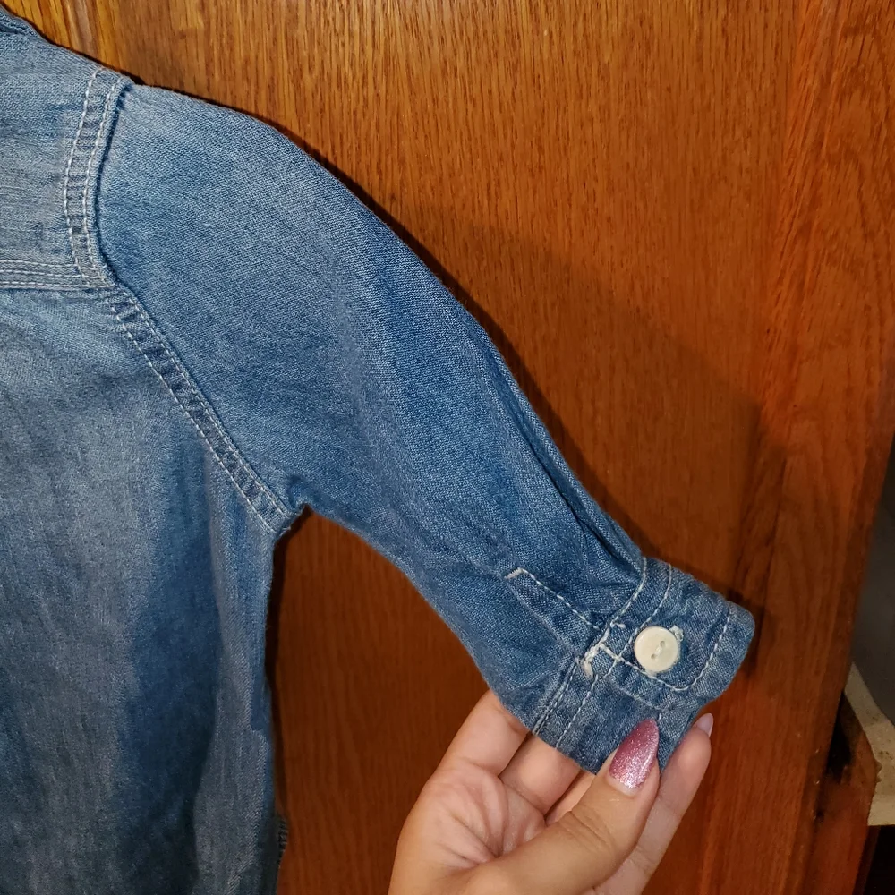 5 for $25 | OshKosh B'gosh Denim Chambray Button Up Long Sleeve Bodysuit